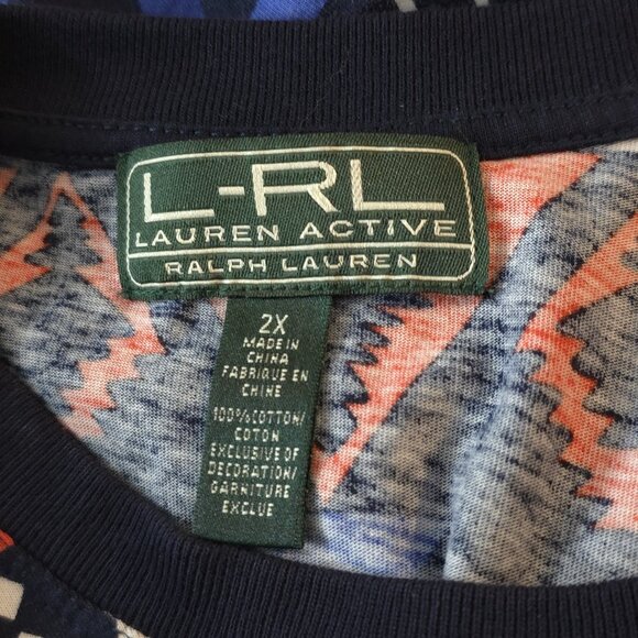Lauren Active Ralph Lauren Womens Aztec Print Long Sleeve T Shirt Top Size 2X - Picture 7 of 7